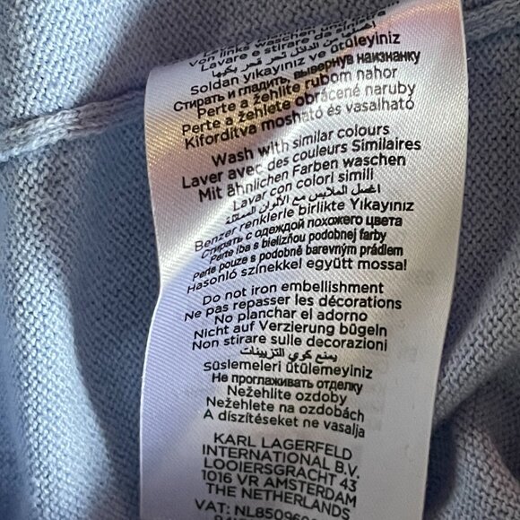 NWOT Karl Lagerfeld Blue Cotton /Cashmere Crew Neck Sweaters - Picture 9 of 9